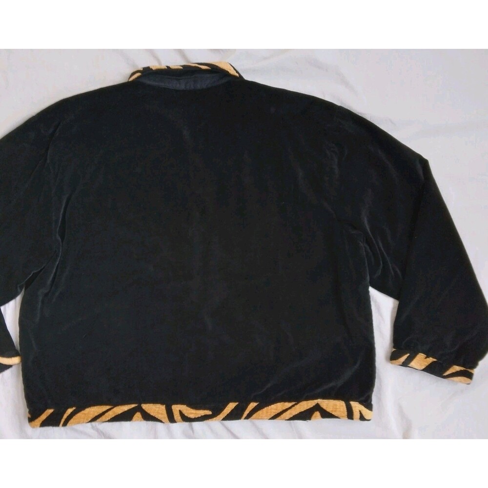 New Direction Blazer Jacket Black Velour Tiger Print 90s Mob Wife Womens Size XL - Picture 8 of 9